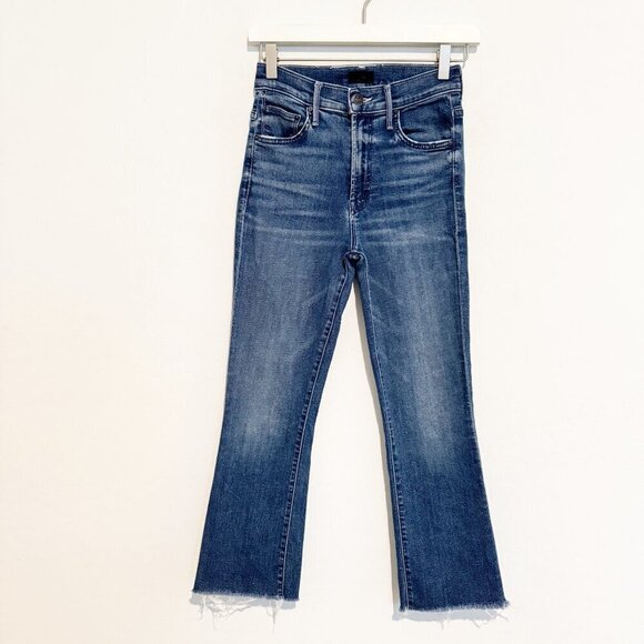 Mother Denim The Insider Crop Fray Wish on a Star Jeans Contemporary Casual Blue - Picture 1 of 12